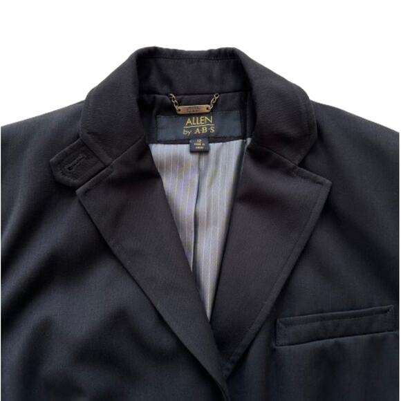 Allen by ABS Black Button Front Flap Pockets Long Sleeve Blazer Jacket Size 12 - Picture 3 of 12
